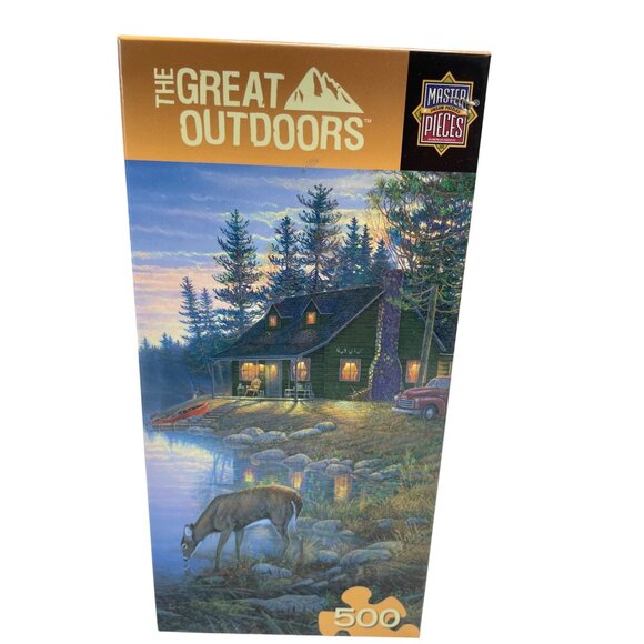 MasterPieces The Great Outdoors 500 Piece Puzzle Lot of 3 Cabin Woods Scenic - Picture 3 of 5
